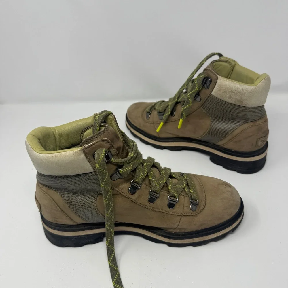 Sorel Lennox Hiker STLT Boot Womens 9.5 Khaki Green Leather‎ NL4841-397